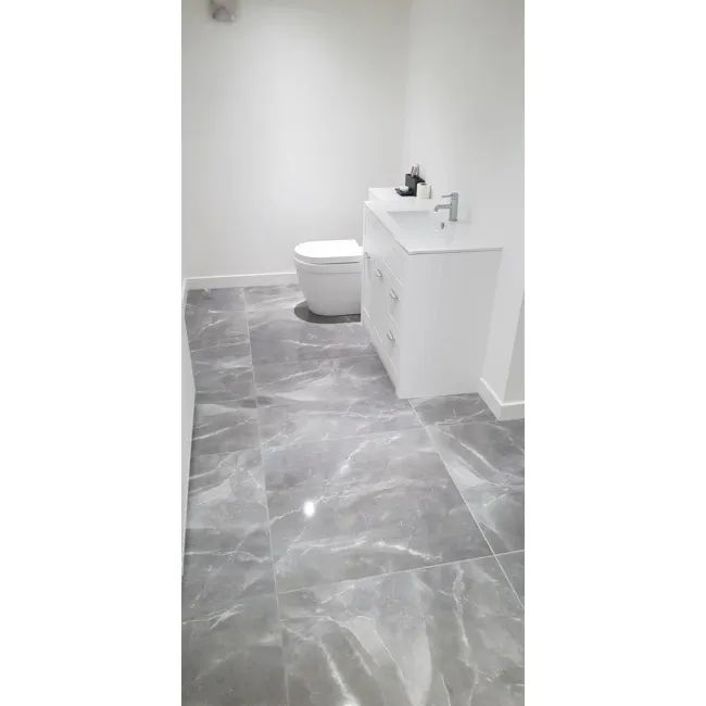 Marmy Grey Polished Marble Effect Porcelain Floor Tile