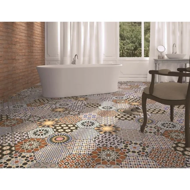 Andalucia Hexagon Patterned Porcelain Wall And Floor Tiles