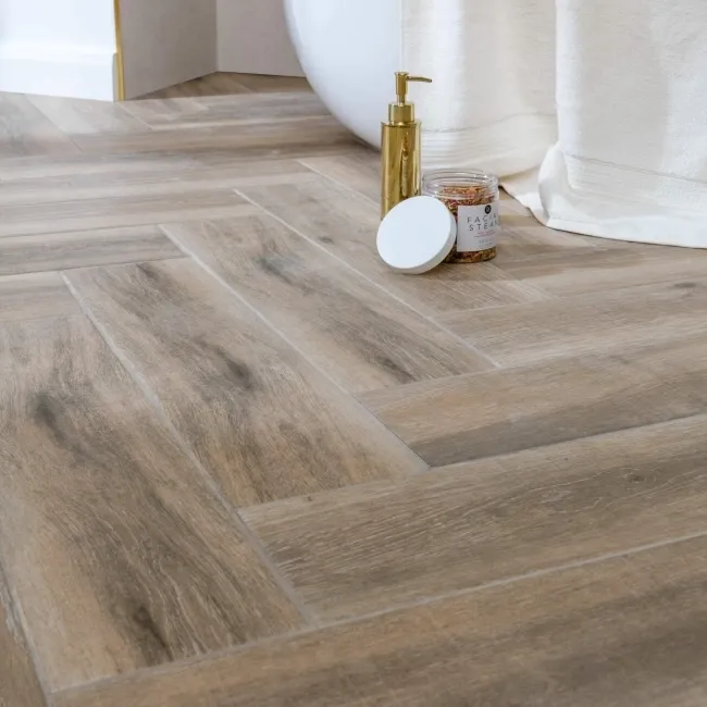 Baron Dark Oak Wood Effect Matt Porcelain Floor Tile