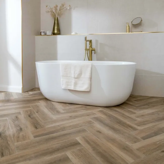 Baron Dark Oak Wood Effect Matt Porcelain Floor Tile