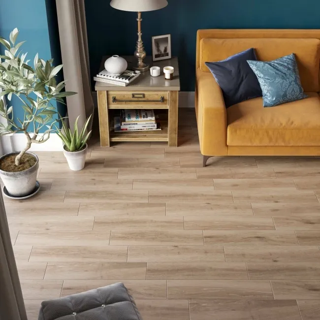 Baron Dark Oak Wood Effect Matt Porcelain Floor Tile