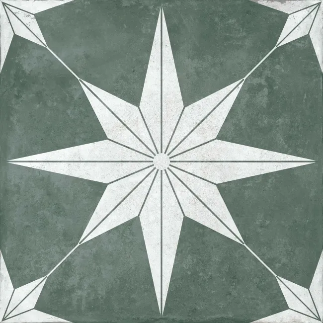 Supernova Star Green Patterned Matt Vitrified Ceramic Floor Tile
