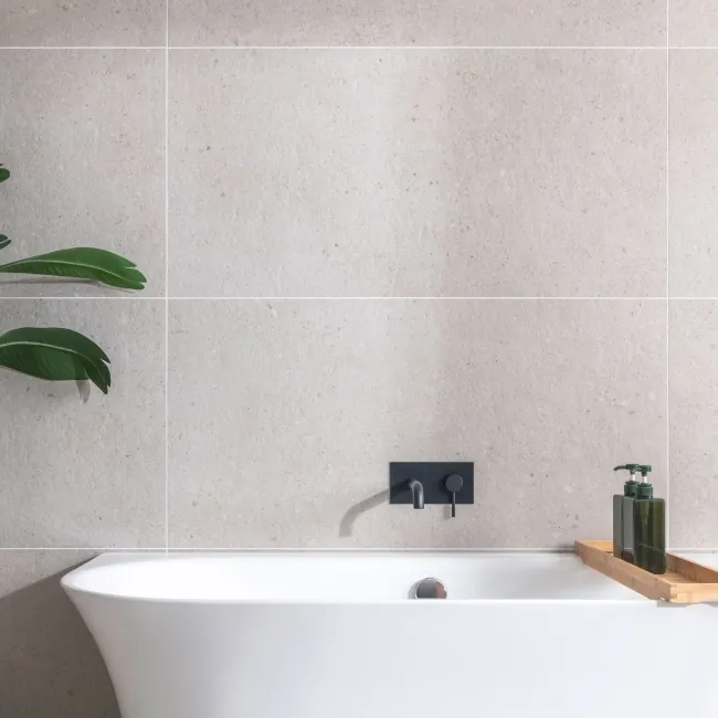 Flakestone Cream Concrete Effect Matt Porcelain Wall and Floor Tile