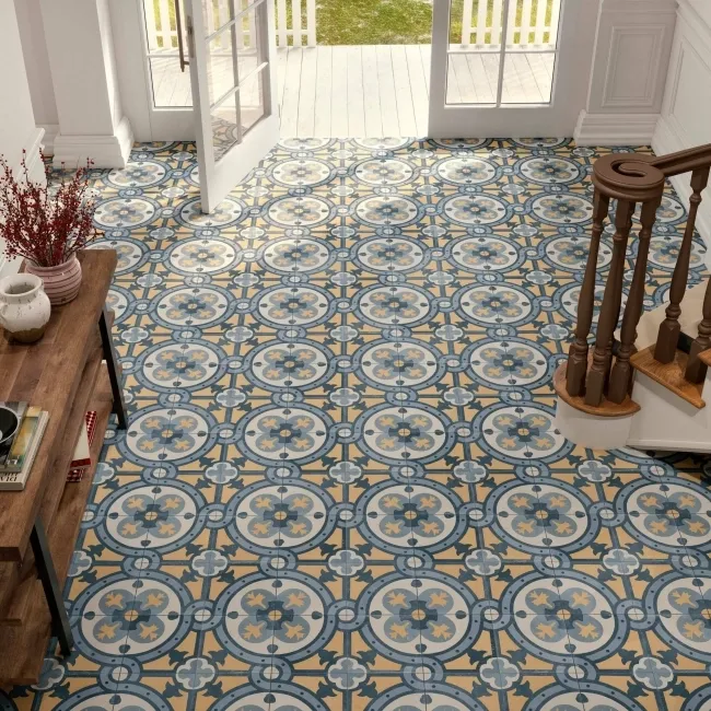 Granada Blue Victorian Patterned  Matt Ceramic Floor Tile