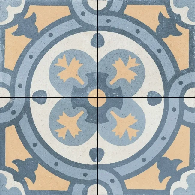 Granada Blue Victorian Patterned  Matt Ceramic Floor Tile