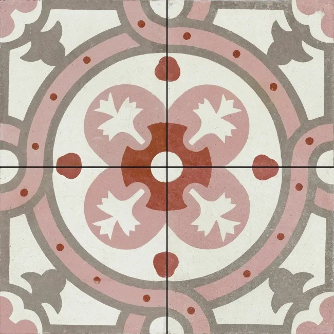 Granada Pink Victorian Patterned  Matt Ceramic Floor Tile