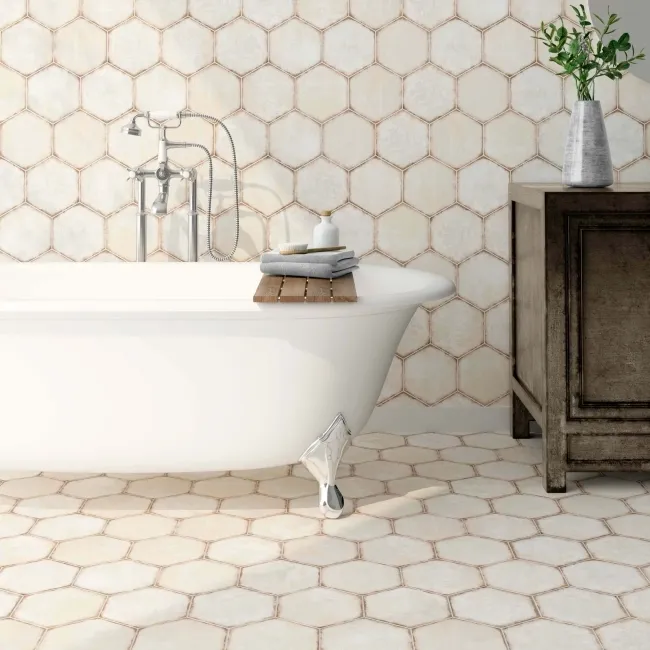 Lylia White Hexagon Matt Wall and Floor Tile
