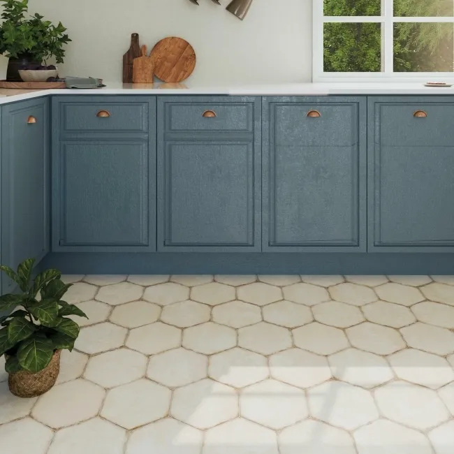 Lylia White Hexagon Matt Wall and Floor Tile