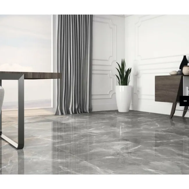 Marmy Grey Polished Marble Effect Porcelain Floor Tile