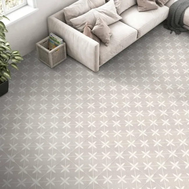 Mijas Ivory Patterned Matt Ceramic Floor Tile
