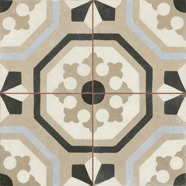 Osborne Grey Victorian Patterned  Matt Ceramic Floor Tile