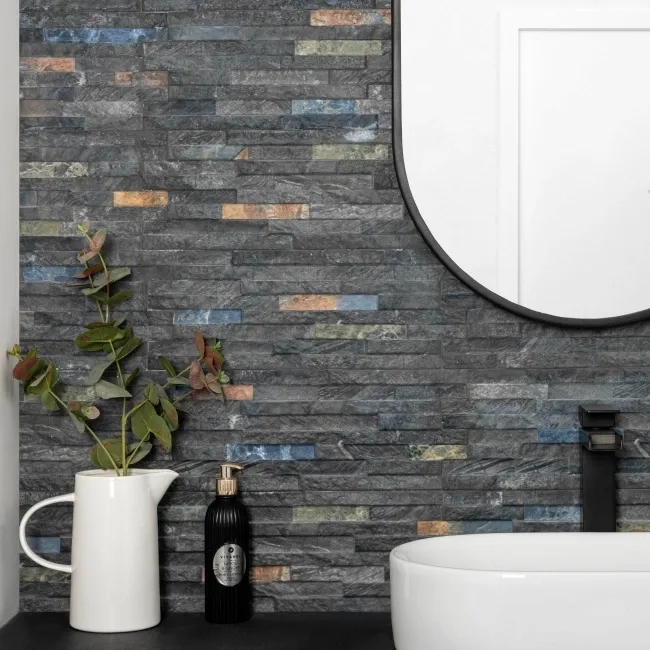 Rio Black Split Face Effect Italian Porcelain Wall Tile