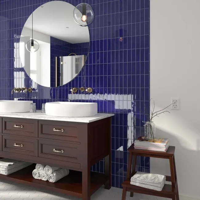 Victorian Style Cobalt Gloss Porcelain Wall Tile